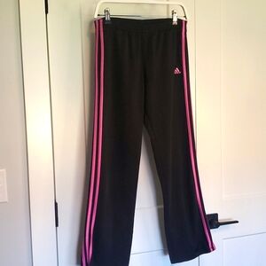 Adidas womans black/pink tricot track pants sz Small